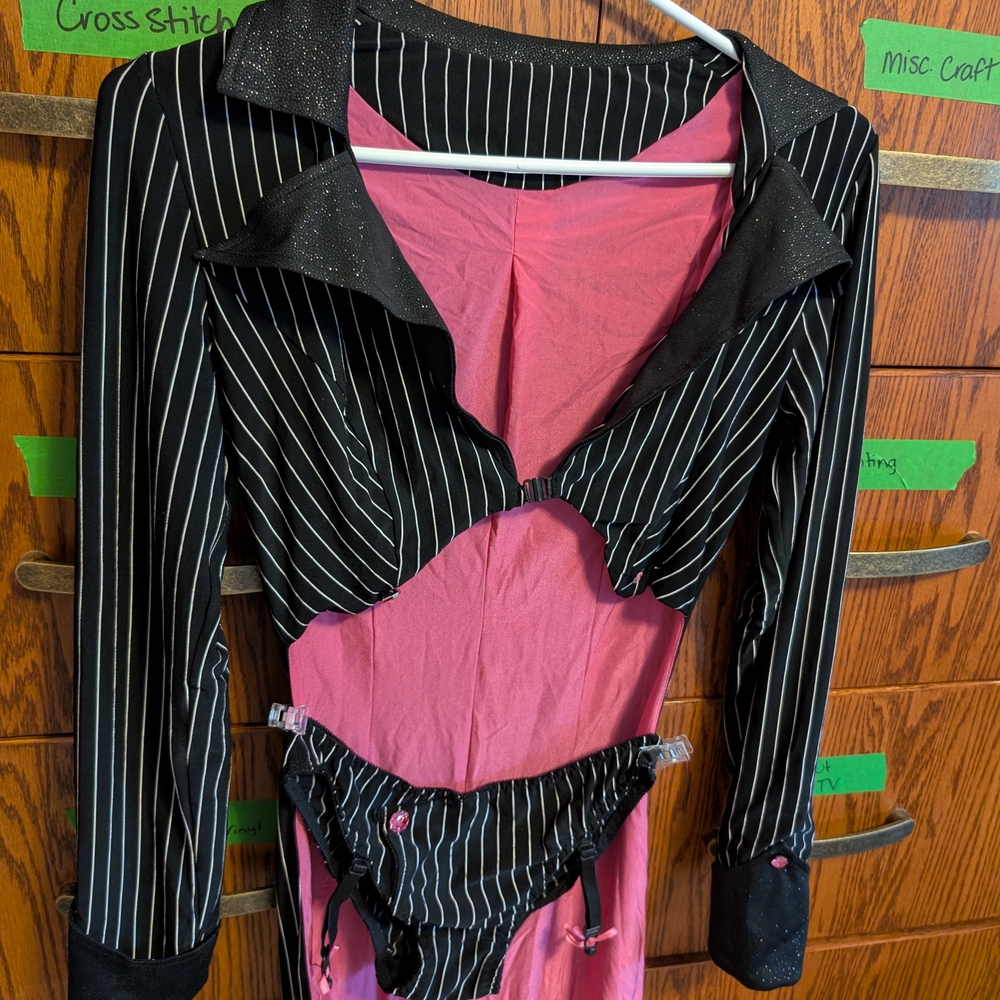 Striped Black and Pink Womens One Piece